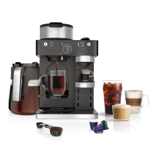 Ninja CFN601 Espresso & Coffee Barista System, 3 Espresso Brew Styles, Single-Serve Coffee & Nespresso Capsule Compatible, 12-Cup Carafe, Built-in Frother, Espresso, Cappuccino & Latte Maker - Black