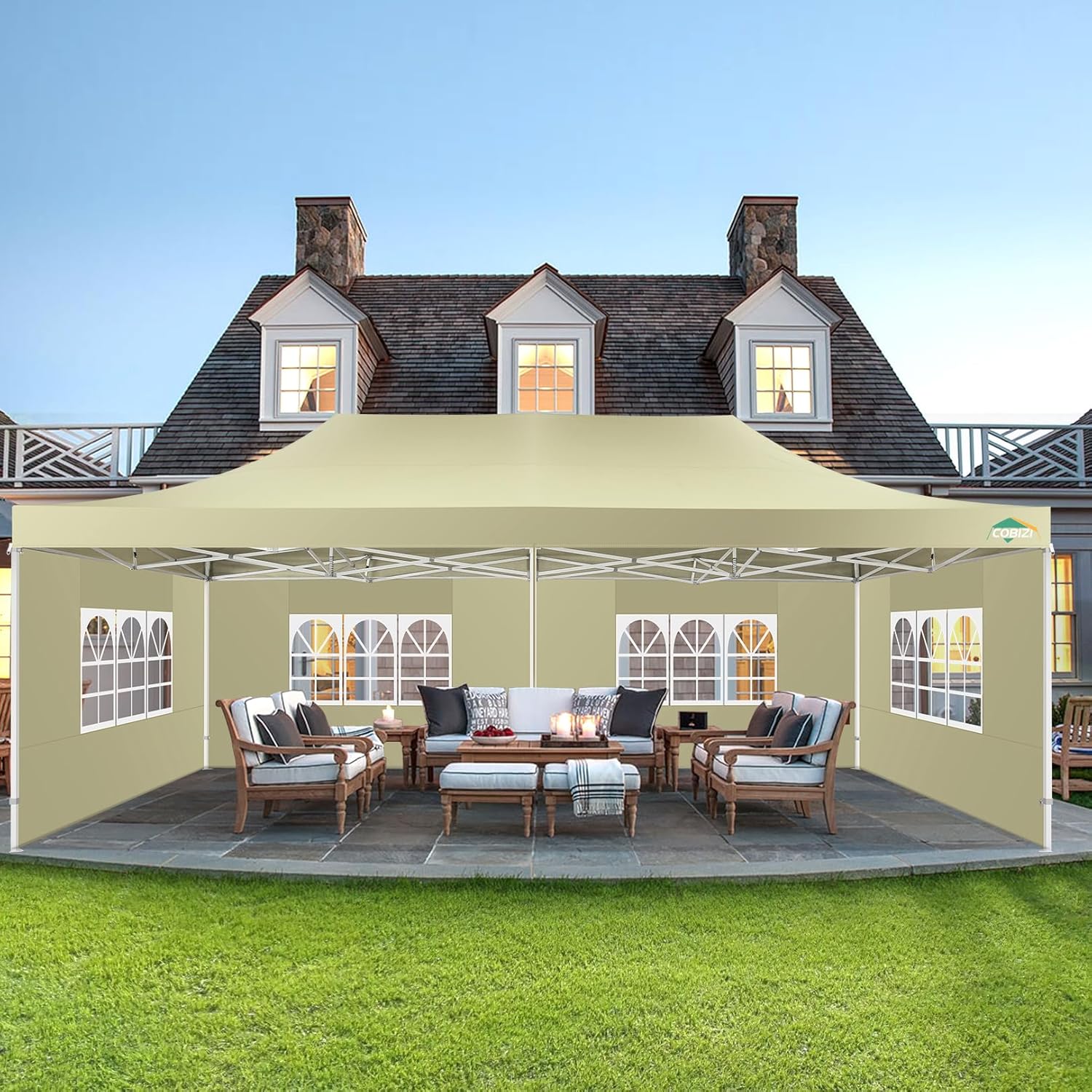 COBIZI 10x20 Heavy Duty Pop up Canopy Tent with 6 sidewalls Easy Up Commercial Outdoor Canopy Wedding Party Tents for Parties All Season Wind & Waterproof Gazebo with Roller Bag,Black(Frame Thickened) - Image 6
