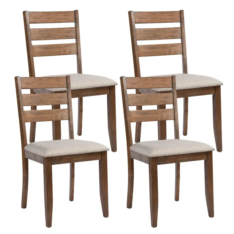 Set of 4 Slat Back Wooden Dining Chairs - Image 11