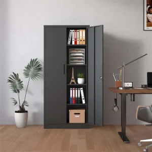 Steel Tool Storage Cabinet with Doors and 3 Shelves - Metal Garage Organizer