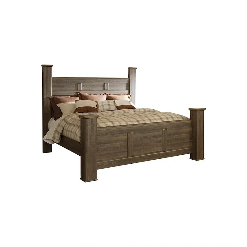 Farmhouse Poster Bed with Wooden Frame and Panel Headboard - Image 4