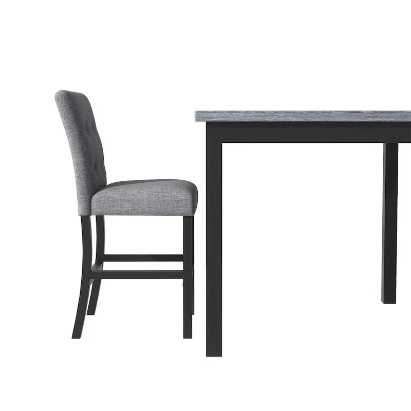 5 Piece Counter Height Dining Set, Wood Dining Table Set with Rectangle Table and 4 Upholstered High Back Chairs - Image 13
