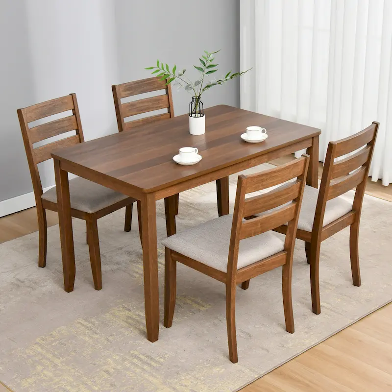 Set of 4 Slat Back Wooden Dining Chairs - Image 10