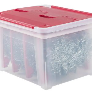 Wing-Lid Storage Box with 4 Light Wraps - 3 Pack - Clear/Red