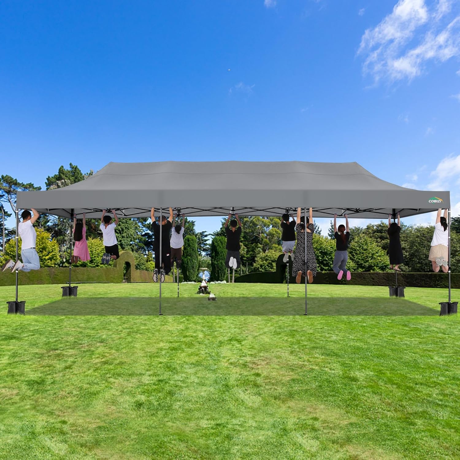 COBIZI 10x20 Heavy Duty Pop up Canopy Tent with 6 sidewalls Easy Up Commercial Outdoor Canopy Wedding Party Tents for Parties All Season Wind & Waterproof Gazebo with Roller Bag,Black(Frame Thickened) - Image 135