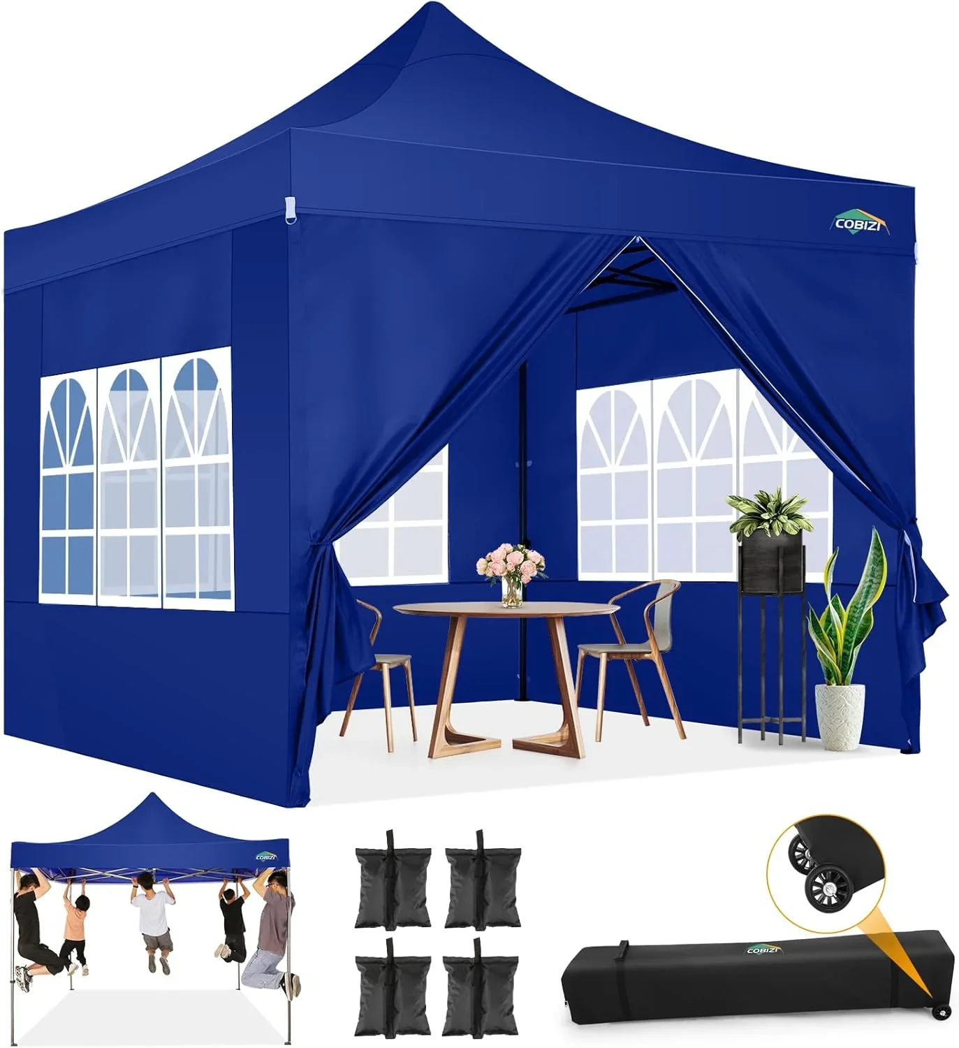 COBIZI 10x20 Heavy Duty Pop up Canopy Tent with 6 sidewalls Easy Up Commercial Outdoor Canopy Wedding Party Tents for Parties All Season Wind & Waterproof Gazebo with Roller Bag,Black(Frame Thickened) - Image 17