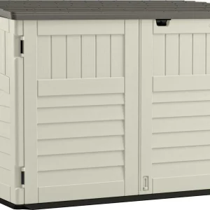Suncast BMS4700 Resin Storage Shed, Off-White/Gray, 70.5′′W x 44.25′′D x 52′′H, Double Door, UV Resistant
