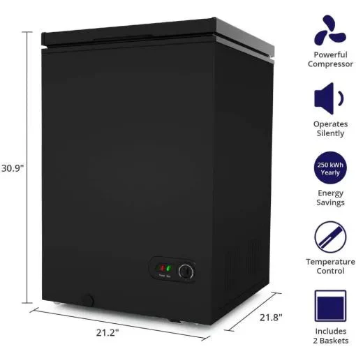 Northair 3.5 Cu Ft Chest Freezer, Black – Quiet Compressor, 2 Removable Baskets, 7 Temp Settings - Image 2
