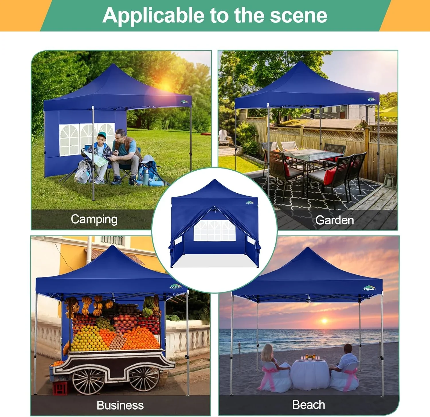 COBIZI 10x20 Heavy Duty Pop up Canopy Tent with 6 sidewalls Easy Up Commercial Outdoor Canopy Wedding Party Tents for Parties All Season Wind & Waterproof Gazebo with Roller Bag,Black(Frame Thickened) - Image 146