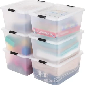 32 Quart High-Capacity Craft Storage Bins with Latching Lids (6-pack)