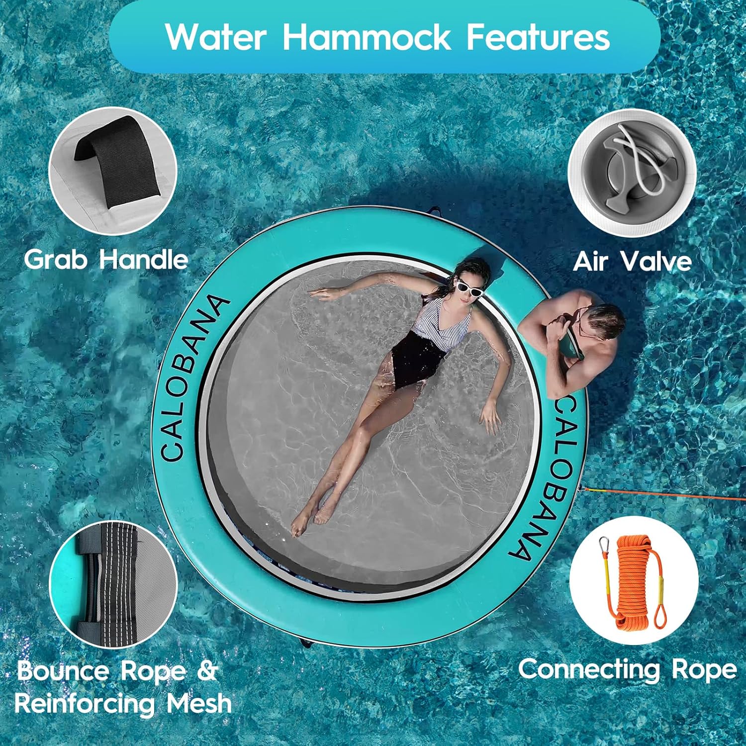 Round Floating Ring Hammock - Heavy Duty Inflatable Raft - Image 65