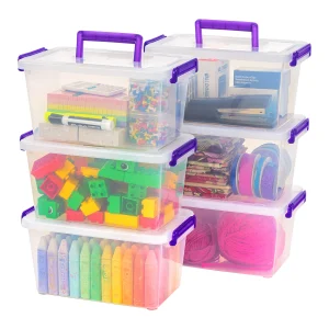 Stackable Storage Bin with Secure Bucked-up Lid 5.4Qt 6 Pack
