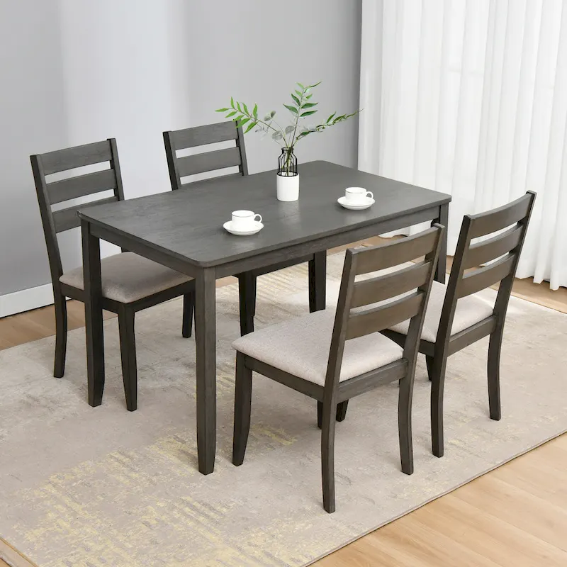 Set of 4 Slat Back Wooden Dining Chairs - Image 2
