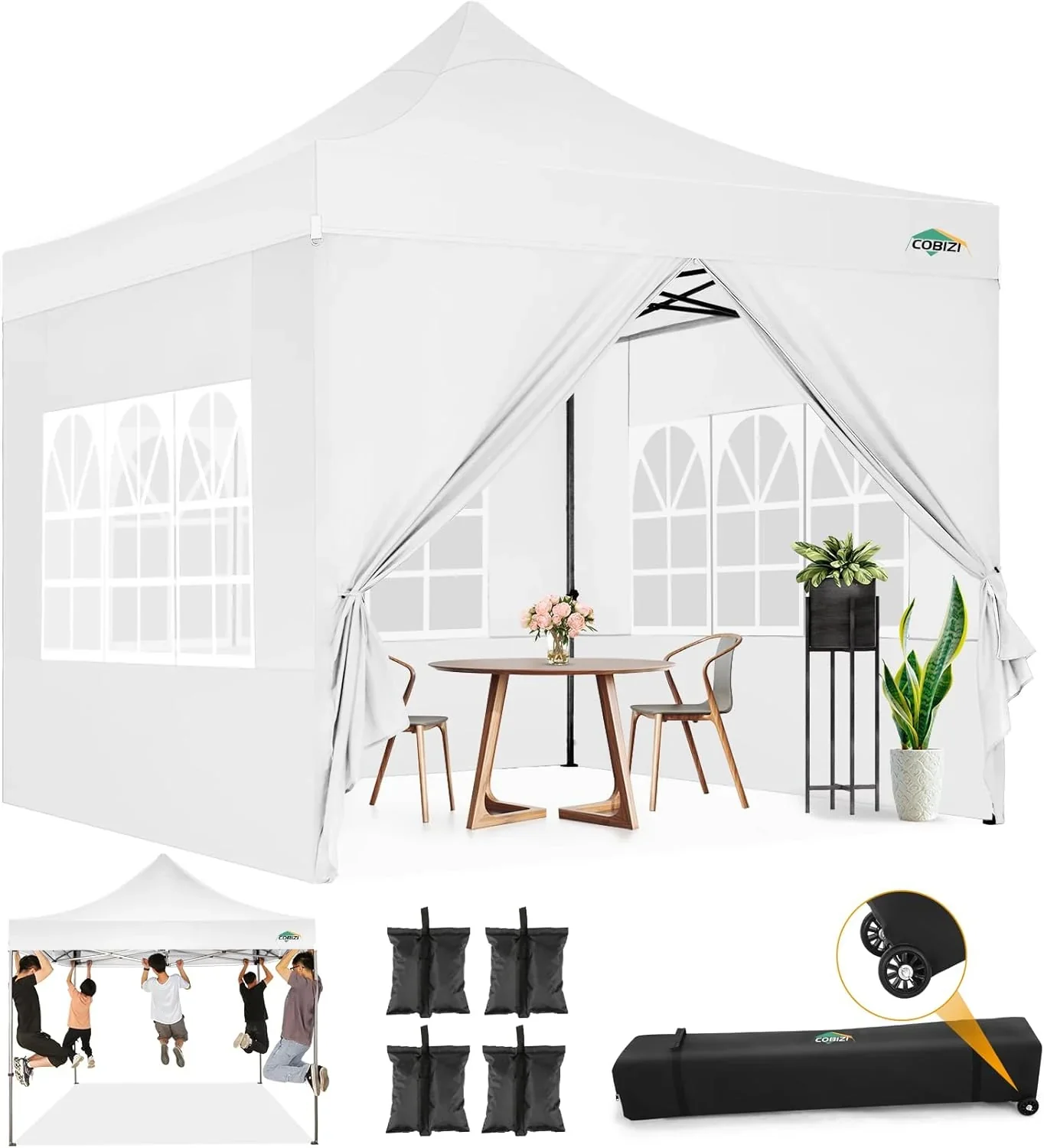 COBIZI 10x20 Heavy Duty Pop up Canopy Tent with 6 sidewalls Easy Up Commercial Outdoor Canopy Wedding Party Tents for Parties All Season Wind & Waterproof Gazebo with Roller Bag,Black(Frame Thickened) - Image 37