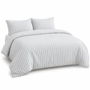 Blue Ticking Stripe Cotton Duvet Cover Set, 3-Piece, 200 x 200 cm