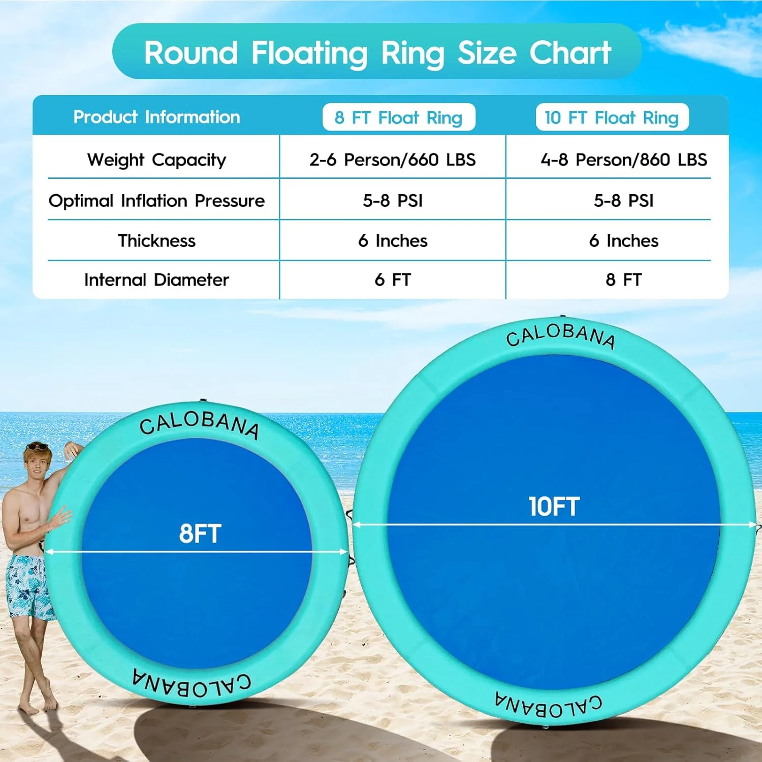 Round Floating Ring Hammock - Heavy Duty Inflatable Raft - Image 62