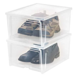 Easy Access Drop Front Shoe Box - 2 Pack, Wide