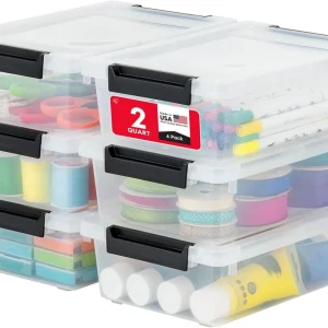 Storage Bins with Lids 2 Qt - (6-Pack) - Clear/Black