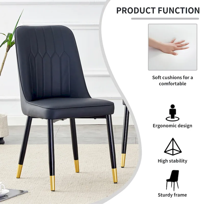 Contemporary Set of 4 Faux Leather Dining Chairs with Cushioned Backrests and Metal Legs – Ideal for Dining Rooms, Living Rooms, and Bedrooms - Image 19