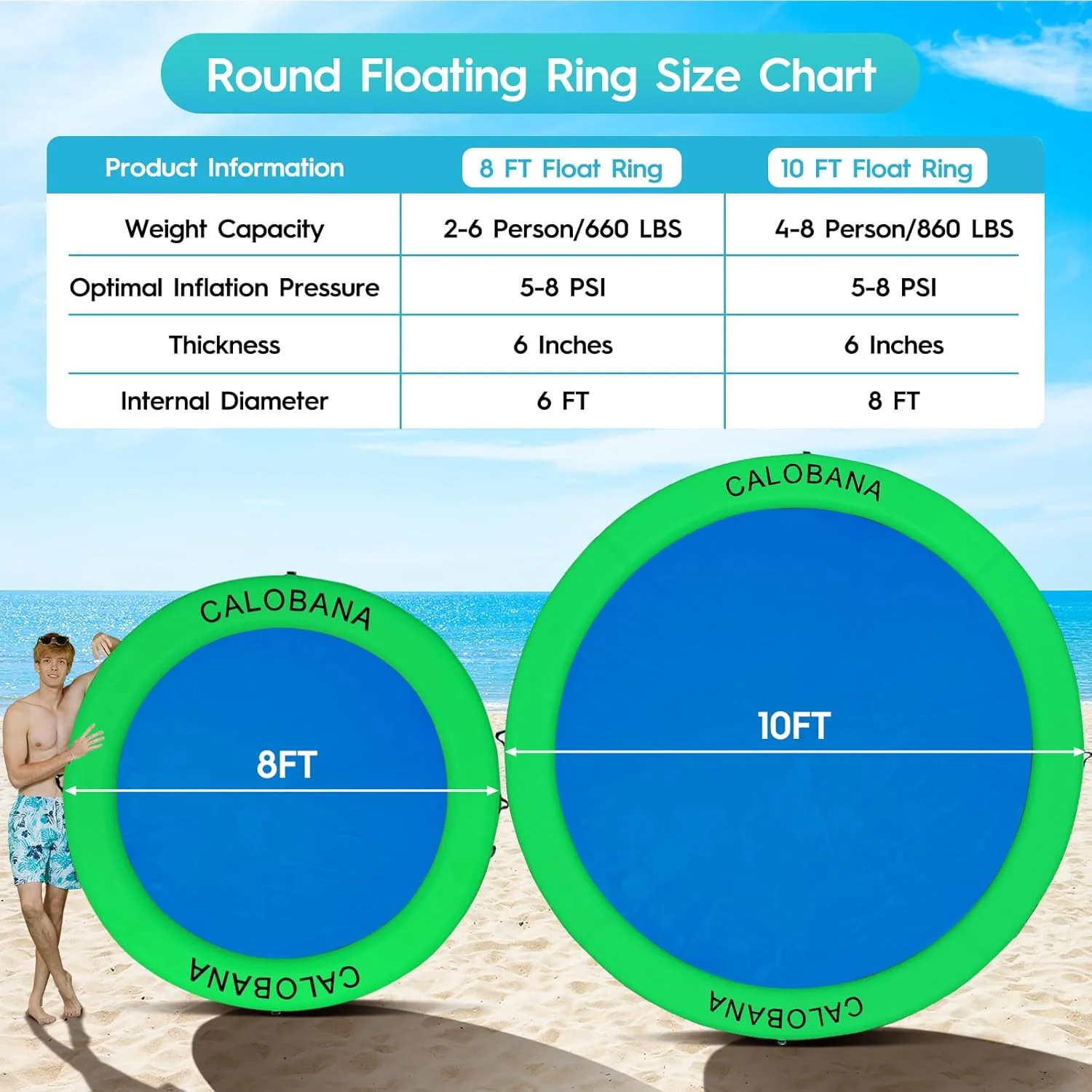 Round Floating Ring Hammock - Heavy Duty Inflatable Raft - Image 30