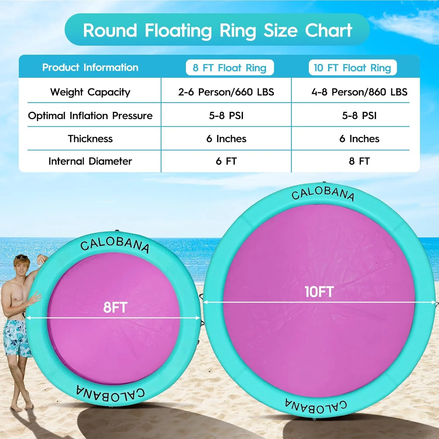 Round Floating Ring Hammock - Heavy Duty Inflatable Raft - Image 38