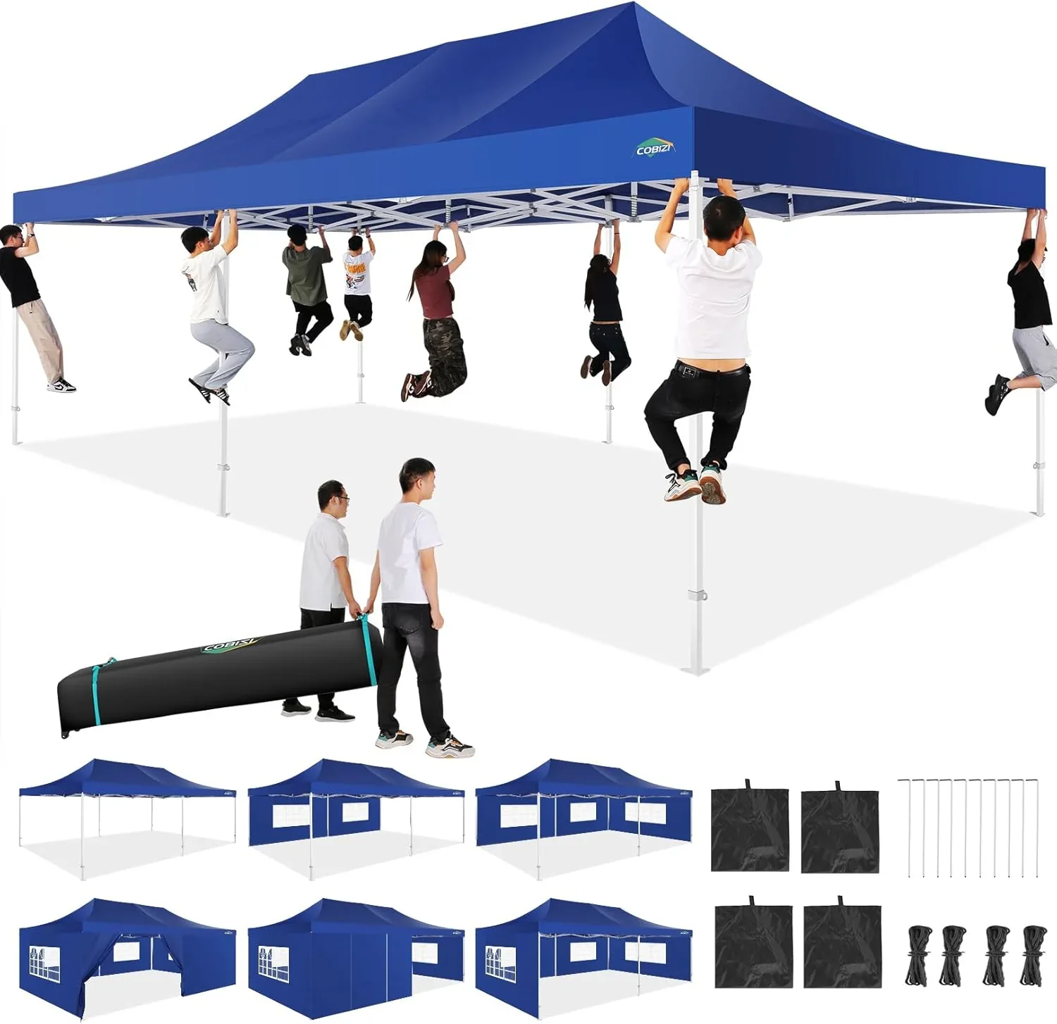 COBIZI 10x20 Heavy Duty Pop up Canopy Tent with 6 sidewalls Easy Up Commercial Outdoor Canopy Wedding Party Tents for Parties All Season Wind & Waterproof Gazebo with Roller Bag,Black(Frame Thickened) - Image 27