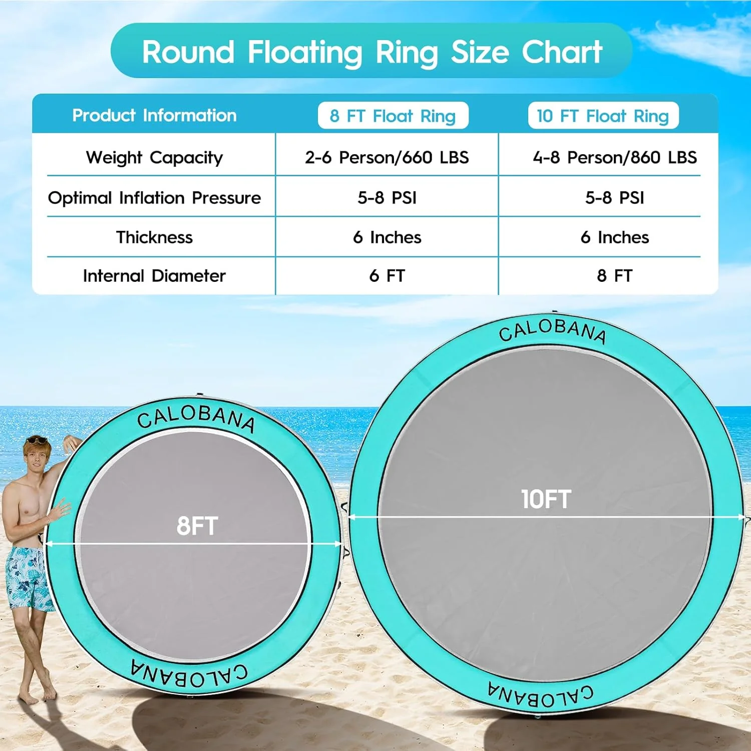 Round Floating Ring Hammock - Heavy Duty Inflatable Raft - Image 63