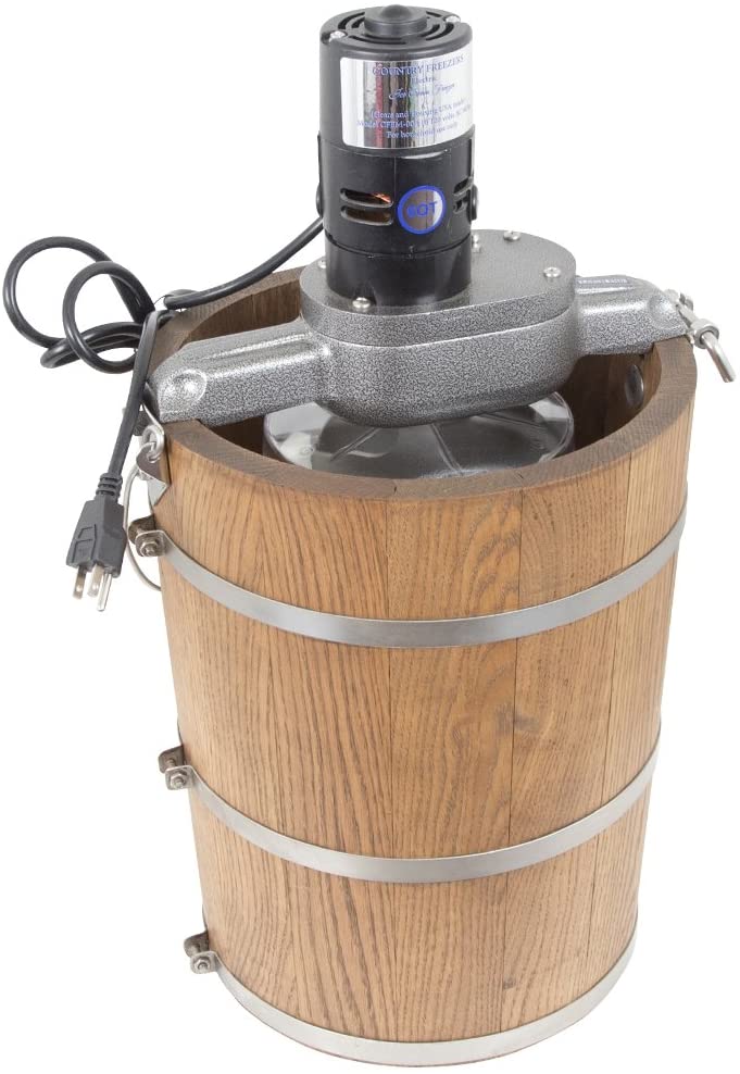 6 Qt Electric Ice Cream Maker with Wooden Tub – Country Style Classic Freezer, 2.5 AMP Motor, Stainless Steel Canister - Image 3