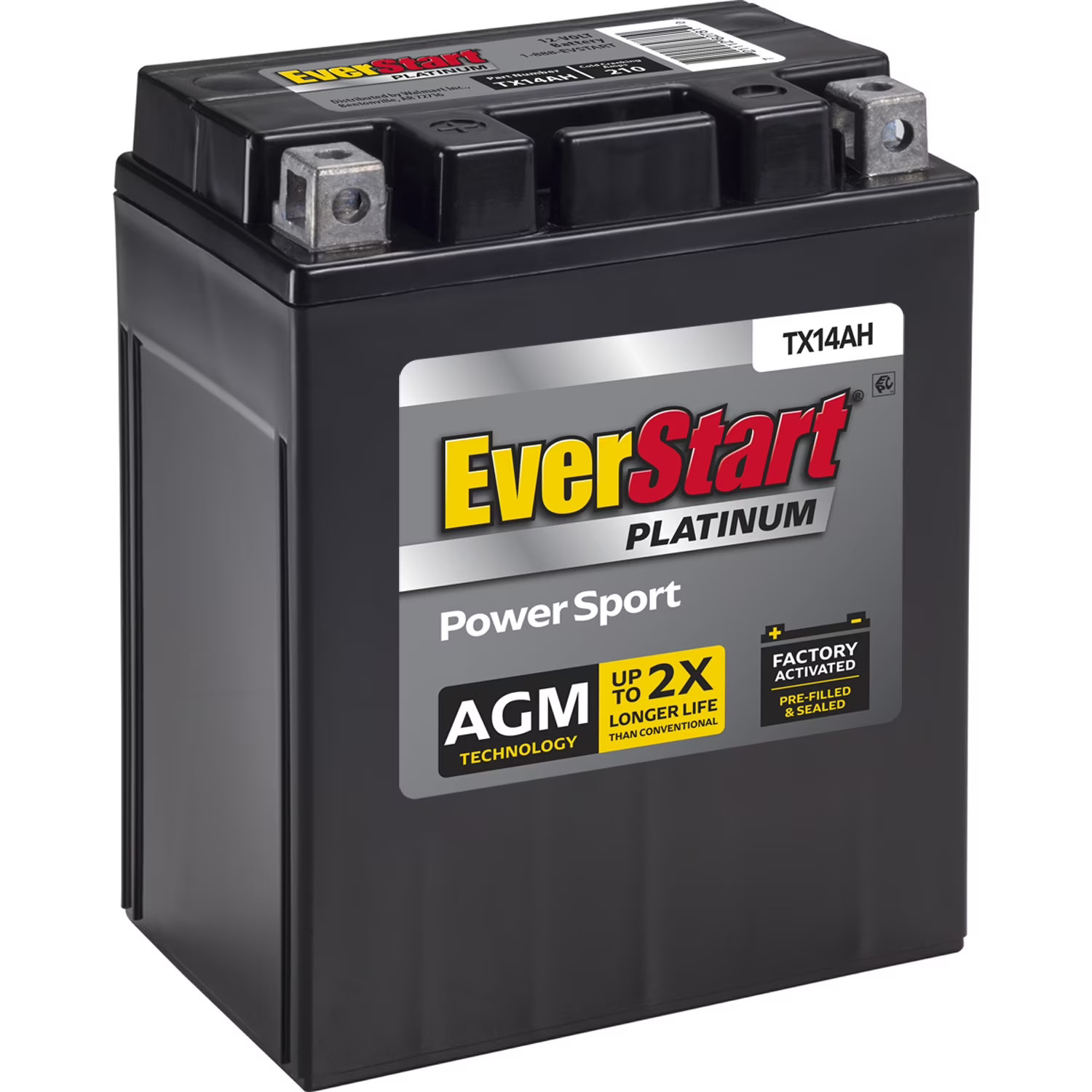 EverStart Platinum AGM PowerSport Battery, Group Size TX14AH 12 Volt, 220 CCA - Image 2