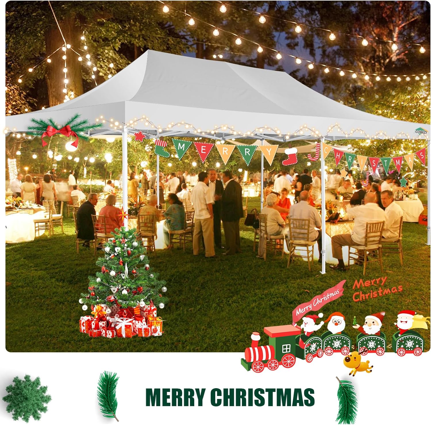 COBIZI 10x20 Heavy Duty Pop up Canopy Tent with 6 sidewalls Easy Up Commercial Outdoor Canopy Wedding Party Tents for Parties All Season Wind & Waterproof Gazebo with Roller Bag,Black(Frame Thickened) - Image 162