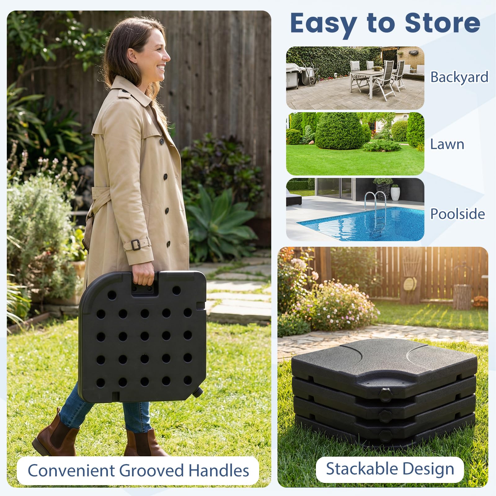 Tangkula 4 Piece 164 Lbs Umbrella Base for Patio - Image 8
