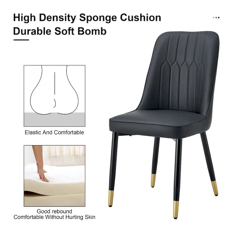 Contemporary Set of 4 Faux Leather Dining Chairs with Cushioned Backrests and Metal Legs – Ideal for Dining Rooms, Living Rooms, and Bedrooms - Image 20
