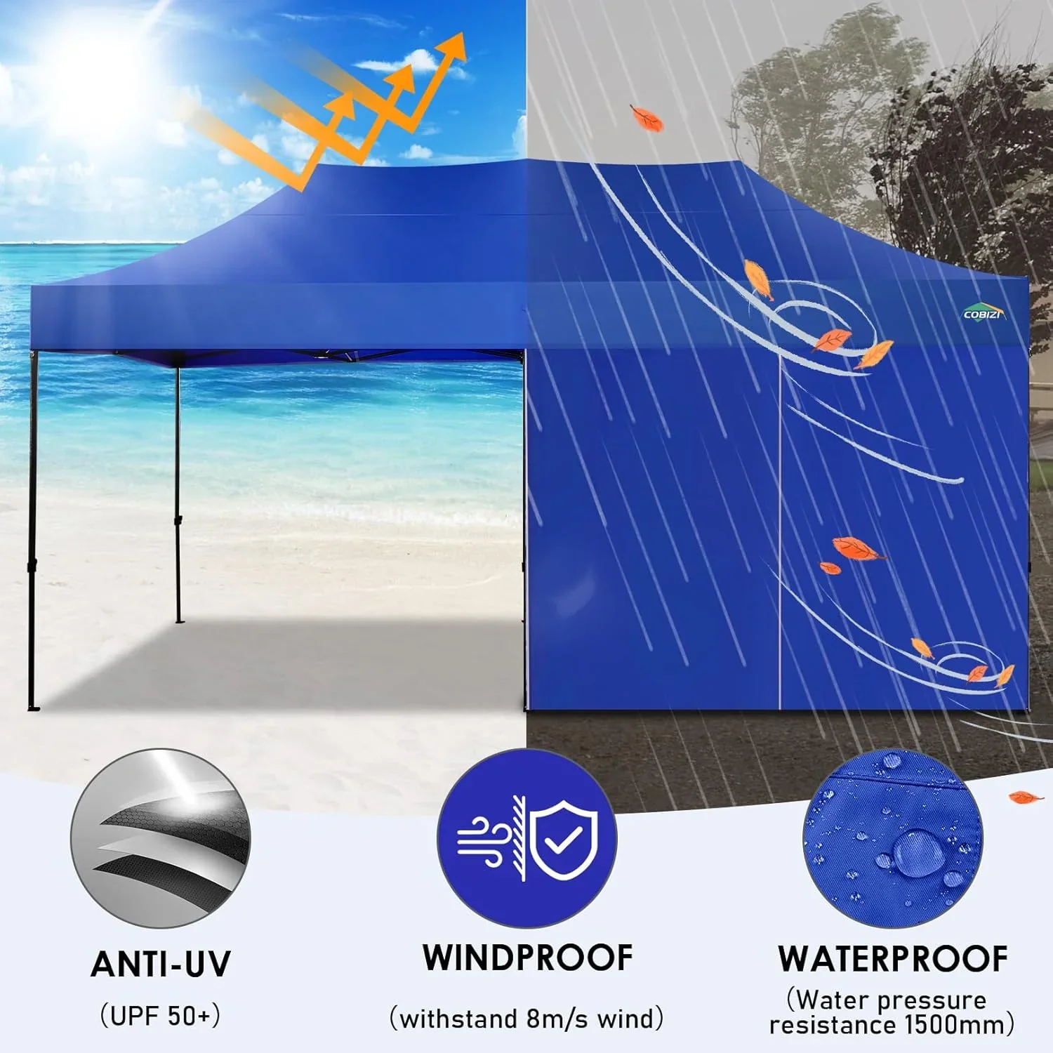 COBIZI 10x20 Heavy Duty Pop up Canopy Tent with 6 sidewalls Easy Up Commercial Outdoor Canopy Wedding Party Tents for Parties All Season Wind & Waterproof Gazebo with Roller Bag,Black(Frame Thickened) - Image 180