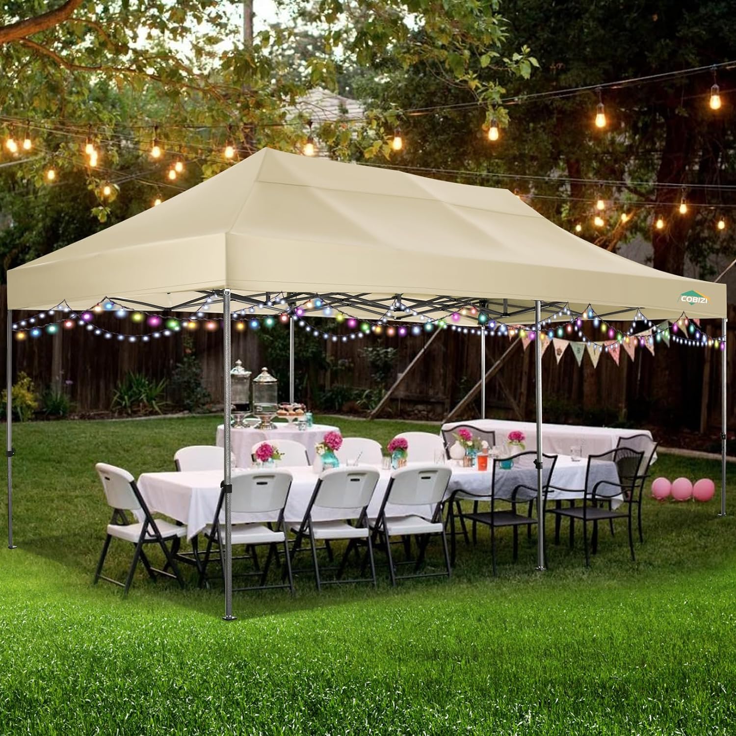 COBIZI 10x20 Heavy Duty Pop up Canopy Tent with 6 sidewalls Easy Up Commercial Outdoor Canopy Wedding Party Tents for Parties All Season Wind & Waterproof Gazebo with Roller Bag,Black(Frame Thickened) - Image 224