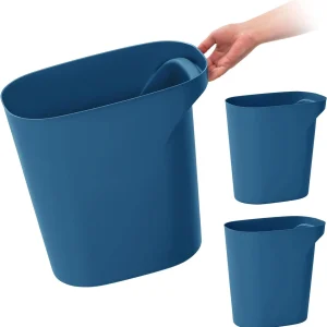 Small Trash Can Wastebasket with Handle, 6 Gallon / 24 Quart, 3-Pack | Navy