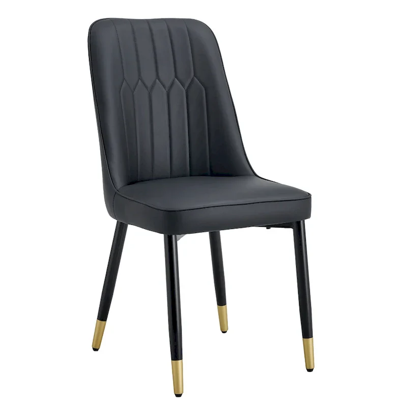 Contemporary Set of 4 Faux Leather Dining Chairs with Cushioned Backrests and Metal Legs – Ideal for Dining Rooms, Living Rooms, and Bedrooms - Image 28