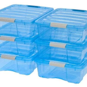 Stack & Pull Storage Box - 26 QT, 6 Pack, Trans Blue