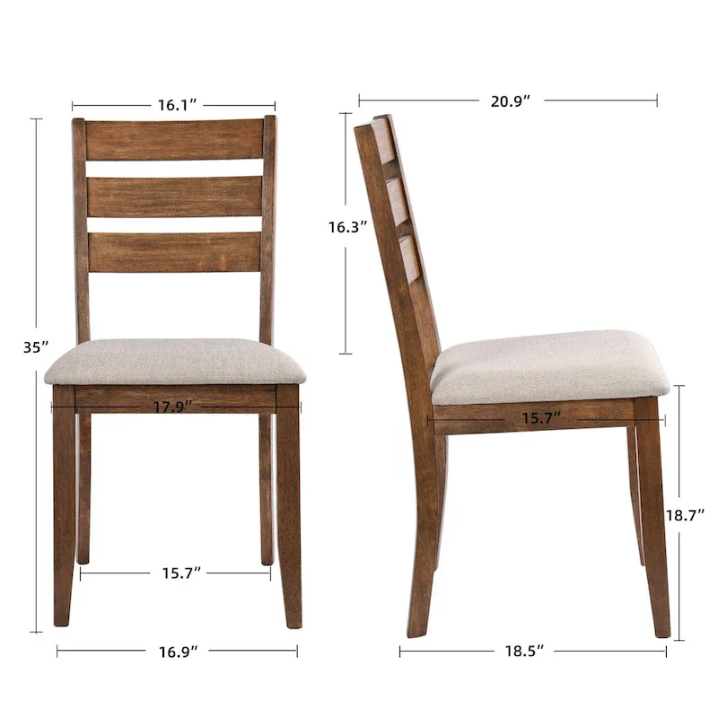 Set of 4 Slat Back Wooden Dining Chairs - Image 12