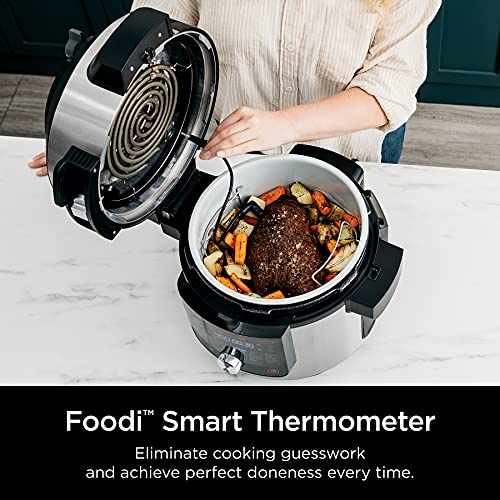 Ninja OL701 Foodi 14 in 1 SMART XL 8 Qt. Pressure Cooker Steam Fryer with SmartLid & Thermometer Auto Steam Release, that Air Fries, Proofs & More, 3 Layer Capacity, 5 Qt. Crisp Basket, Silver/Black - Image 5