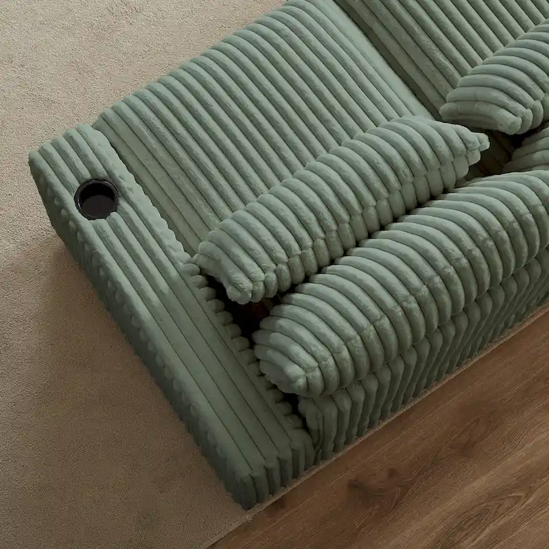 126W Large L-Shaped Corduroy Sofa with USB Charging Port - Image 33