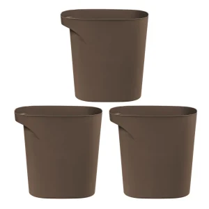 Plastic Trash-Can Wastebasket for Bathroom-Kitchen-Bedroom, 6 Gallon, 3PC