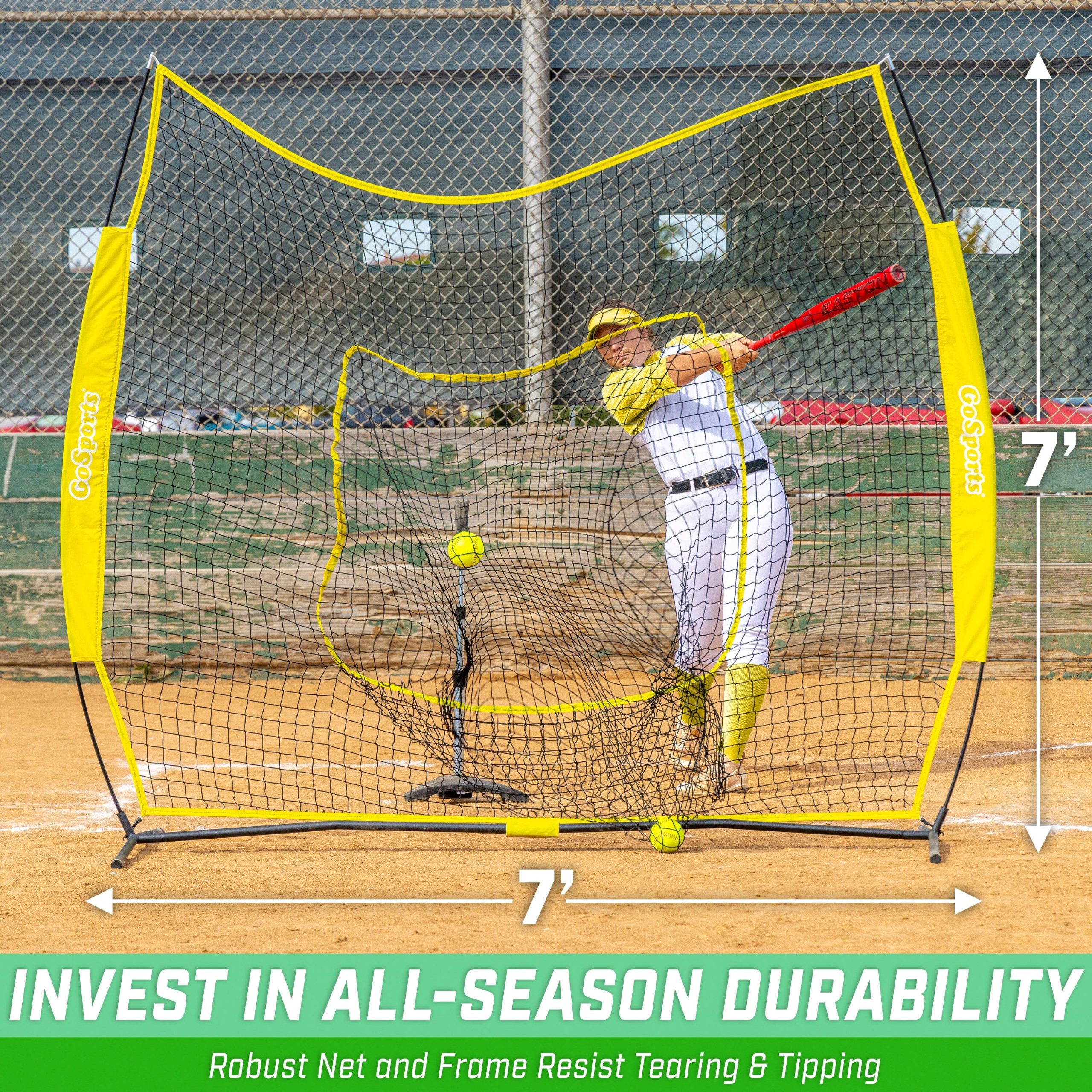 7' x 7' Team Tone Baseball Hitting Net | Yellow - Image 3