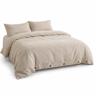 Oatmeal Linen Duvet Cover Set, 3-Piece, 230 x 220 cm