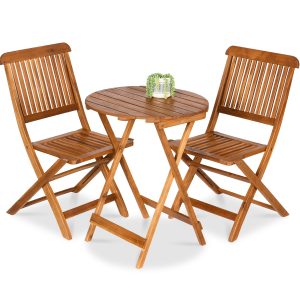 Best Choice Products 3-Piece Acacia Wood Bistro Set, Folding Patio Furniture w/ 2 Chairs, Table - Natural