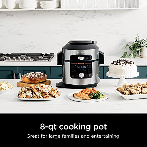Ninja OL701 Foodi 14 in 1 SMART XL 8 Qt. Pressure Cooker Steam Fryer with SmartLid & Thermometer Auto Steam Release, that Air Fries, Proofs & More, 3 Layer Capacity, 5 Qt. Crisp Basket, Silver/Black - Image 9