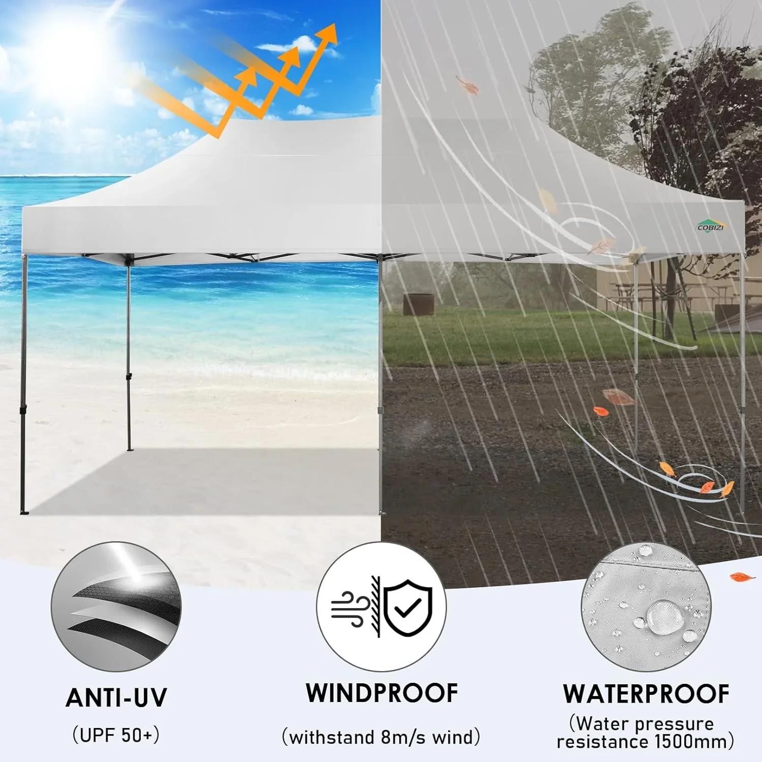 COBIZI 10x20 Heavy Duty Pop up Canopy Tent with 6 sidewalls Easy Up Commercial Outdoor Canopy Wedding Party Tents for Parties All Season Wind & Waterproof Gazebo with Roller Bag,Black(Frame Thickened) - Image 110
