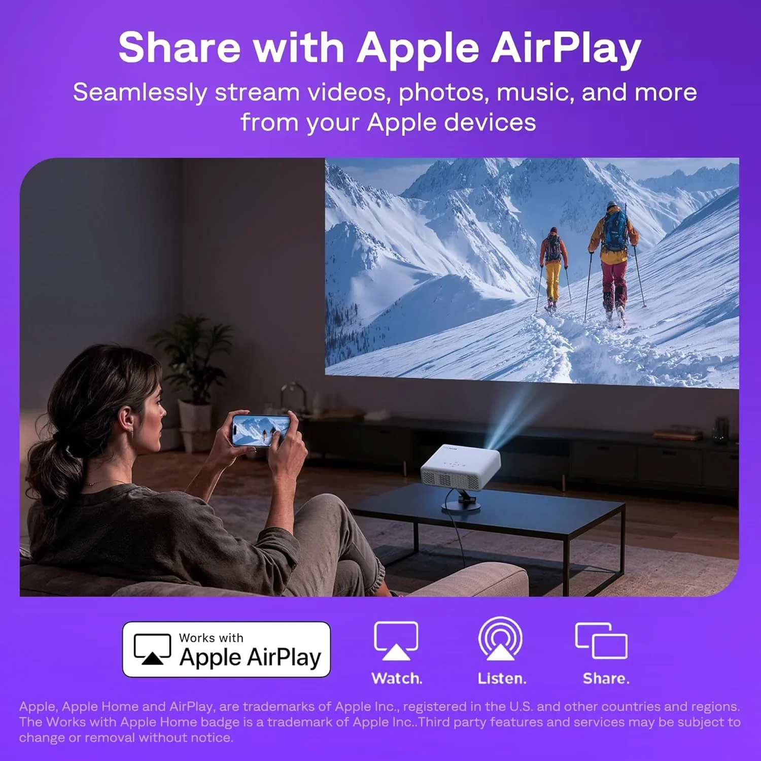 Aurzen Roku TV Smart Projector with Wifi and Bluetooth, Roku Streaming Experience Built-in - Image 6