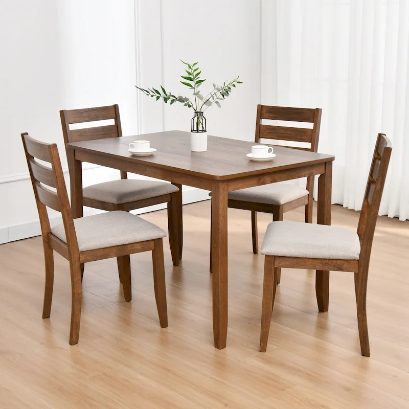 Set of 4 Slat Back Wooden Dining Chairs - Image 3