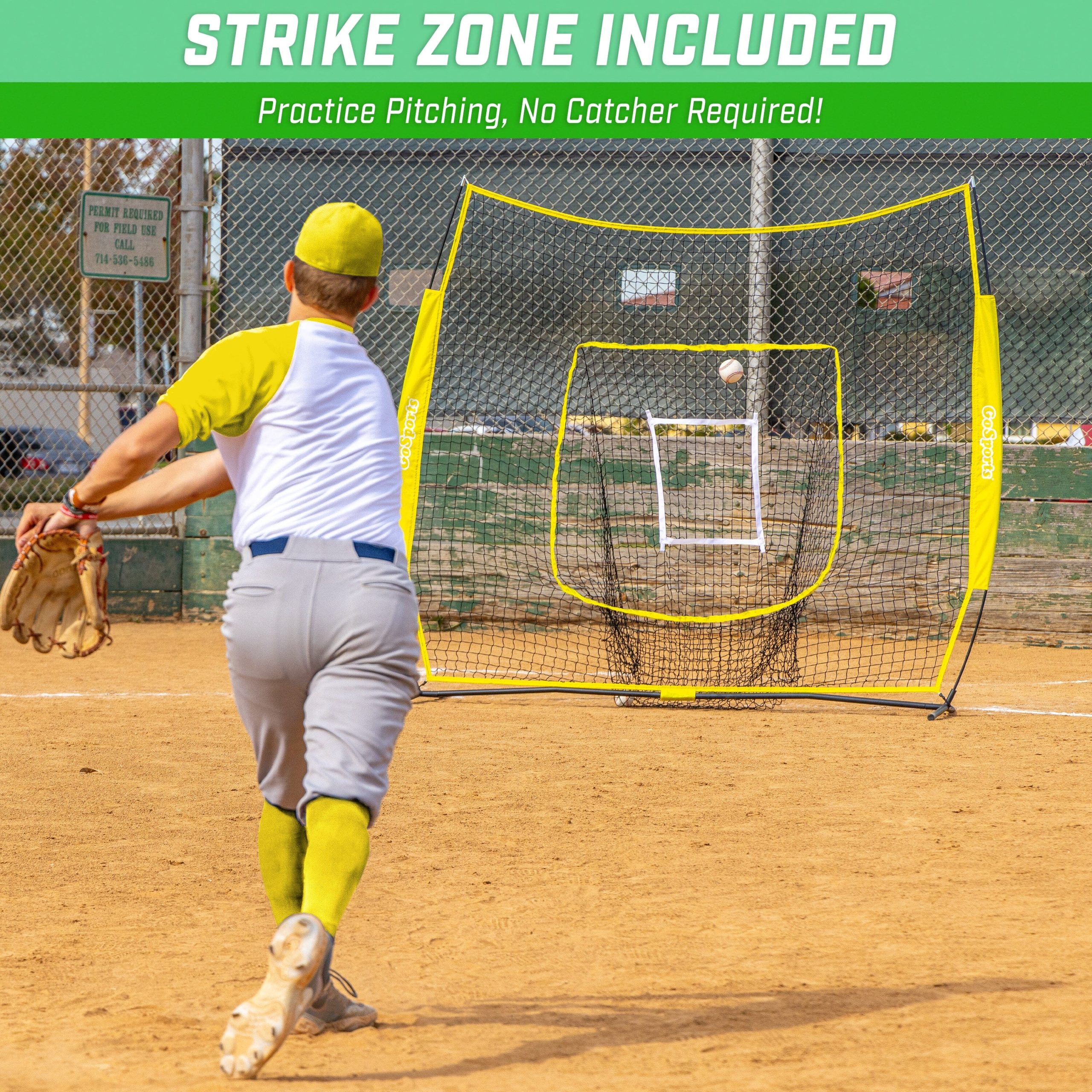 7' x 7' Team Tone Baseball Hitting Net | Yellow - Image 4