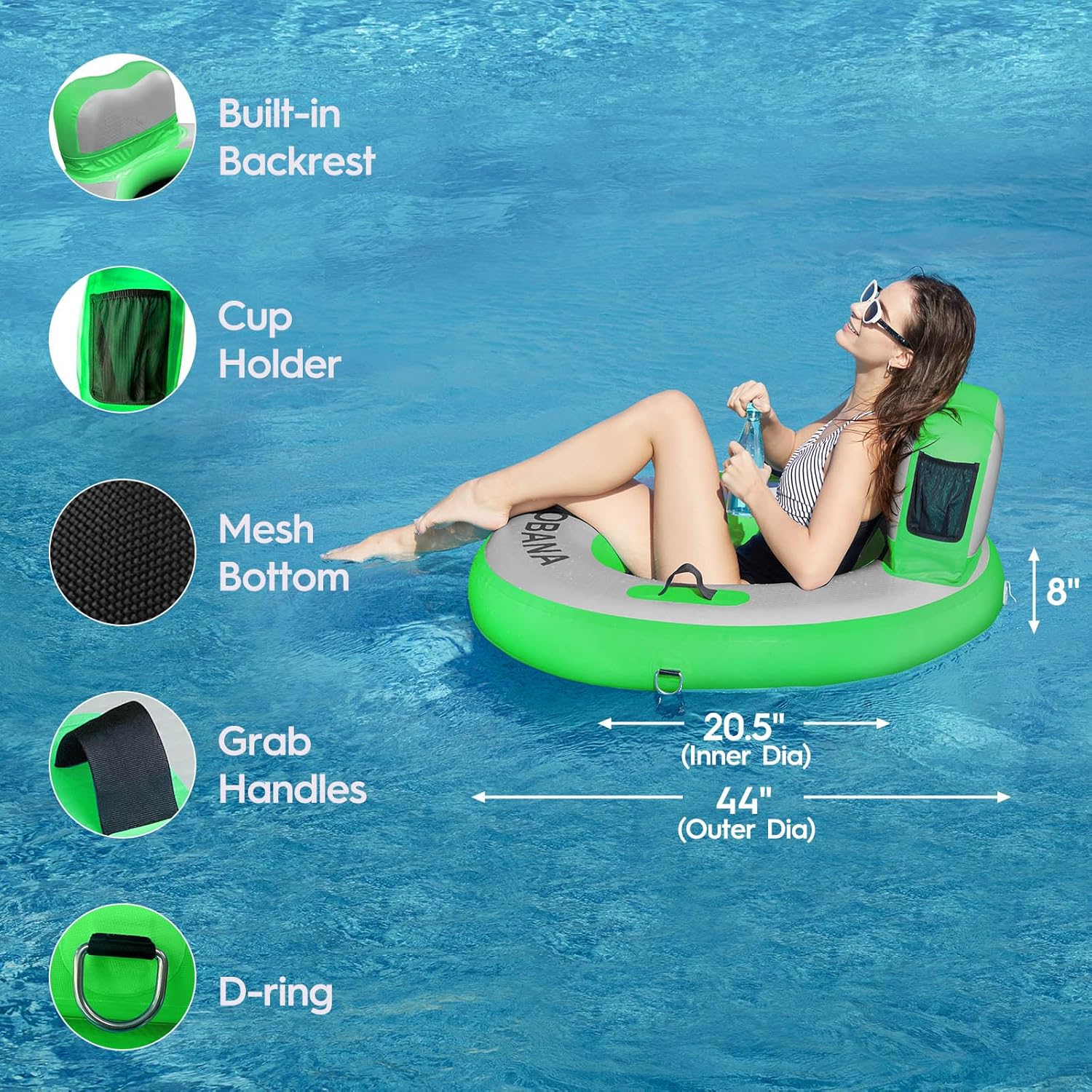 Round Floating Ring Hammock - Heavy Duty Inflatable Raft - Image 91
